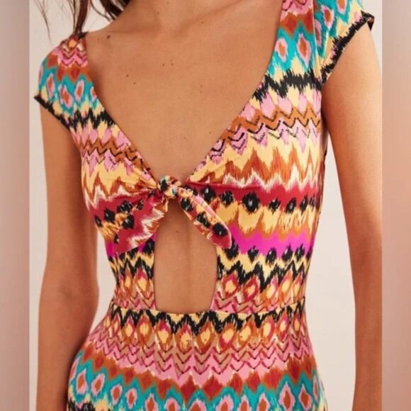 BODEN Cap Sleeve Tie Swimsuit Multi-Color Ikat 6 - Picture 3 of 16